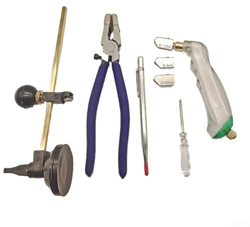 Zeroupshop Lot de 8 pinces à verre et coupe-verre en acier carbone robuste avec poignée ergonomique en PVC Pression réglable pour la découpe de verre de précision et les projets de bricolage de