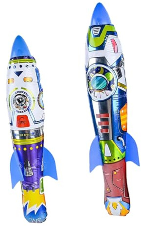 Healifty Giocattoli Gonfiabili a Forma di Razzo 2 Pezzi, Set Razzi da Lancio per Esterni, Giocattolo Volante per Festa All’aperto, 63 Cm + 55 Cm, Materiali Sicuri e Resistenti