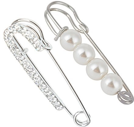 2 Große Sicherheitsnadeln Brosche Frauen Silber Schmuck