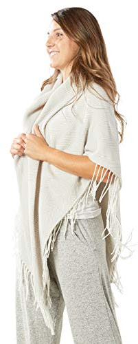 DEMDACO Blanket Dove Grey and Cream 81 x 39 Acrylic Fabric Wrap Outerwear Jacket