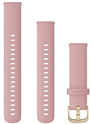Garmin Schnellwechsel-Armband 18mm, passend für Venu 2S/ 3S, Vivoactive 4S, Vivomove 3S, Legacy Hero Rey/Captain Marvel, Forerunner 255S/ 265S, Rosa/Gold