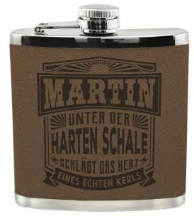 History & Heraldry Echter Kerl Flachmann Martin - individuell und personalisiert mit Gravur, Name und Spruch