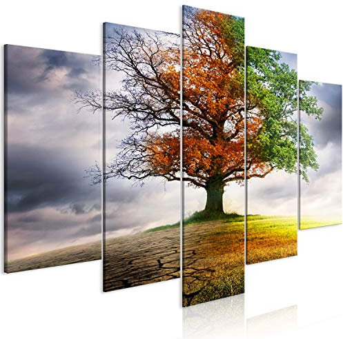 murando Impression sur Verre Acrylique Arbre 100x50 cm 5 pieces Imprimée Tableau Photo Image Pret a Accrocher Murale Moderne Décoration Nature Four Seasons c-A-0172-k-m