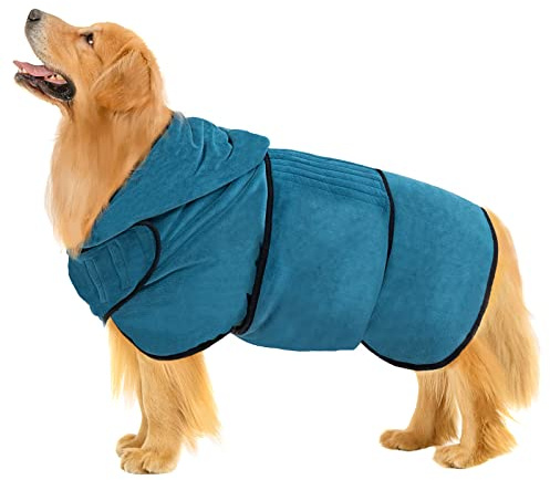 Avont Dog Bathrobe - Super Absorbent Pet Drying Towel Bath Robes After Bath Shower Swim Wet Walk for Puppies -Blue(S)