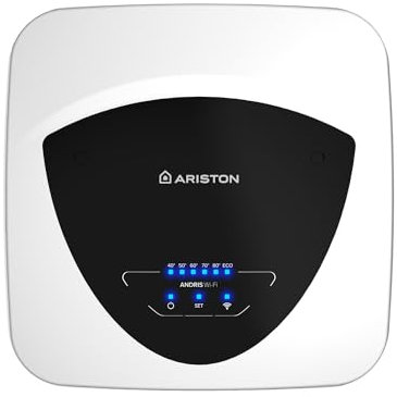 Ariston Andris Elite Wifi - Scaldabagno Elettrico 30 Litri U/5 EU Istantaneo Sopralavello 44,6x40x44,6 - Boiler Elettrico con Pacchetto ABS Risparmio Energetico e Sicurezza, 1500W, Classe Energetica A