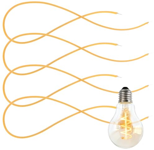 Homoyoyo 4Pack 3V Flexible LED Filament 300mm, Warm Yellow Soft Silicone LED Noodle Wire for DIY Bulb Repair and Vintage Lamp Replacement Parts, Solar Night Light and Model Lighting