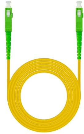Ewent Cavo Fibra Ottica SC/APC per SC/APC 2 Metri, Simplex Monomodale 9/125, G.657A2, LSZH, Compatibile Con Tim, Vodafone, Wind e Tre, Giallo/Verde