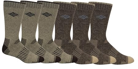 Columbia Men's Moisture Control Quarter Crew Socks Multipack, Khaki/Brown (6 Pairs), 6-12