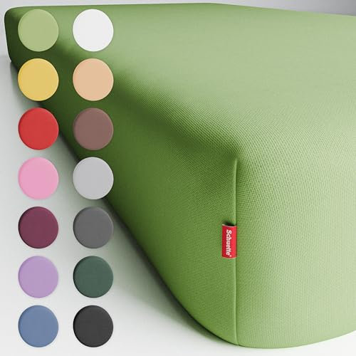 Schuette® Topper Spannbettlaken • 140x200 cm • Wow! Kollektion: Lime Time (Hellgrün) • 100% Superfluff Baumwolle, Blickdicht, Faltenfrei • mit Rundumgummi • Matratzenhöhe bis 15 cm
