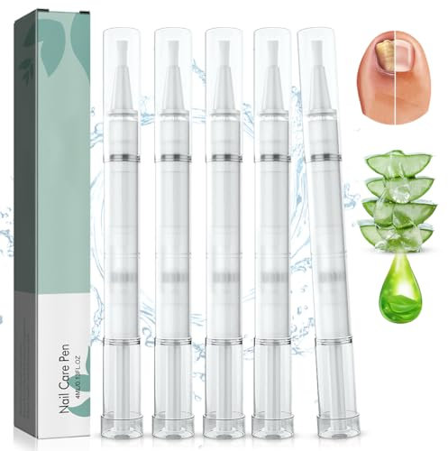 Nail Care Pen, 5 Stück Nail Care Stift, Nagelpflegestift mit Teebaumöl, Aloe Vera & Vitamin E, für gepflegte Fingernägel & Fußnägel