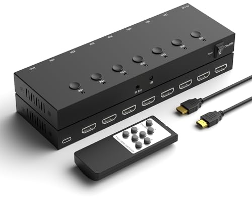 Y.D.F 7-port HDMI-omkopplare, 4k @60Hz HDMI-omkopplare 7-i-1 ut HDCP 2.0 manuell HDMI 2.0 hub stöd 3D kompatibel med Nintendo Switch/OLED/Xbox/PS5/4 Blu-ray-spelare Fire Stick Roku Apple TV Chromeca