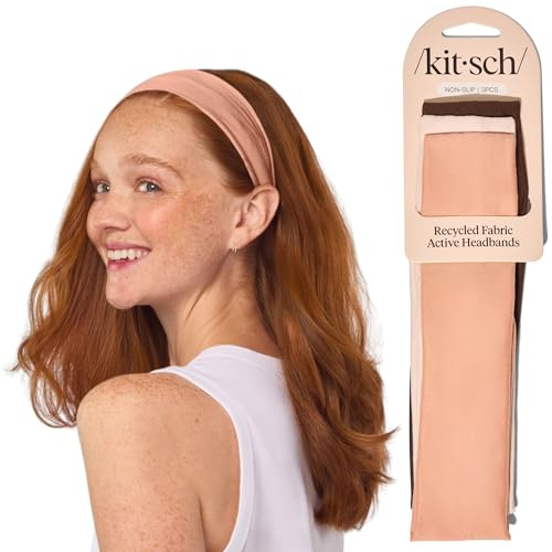 Kitsch Fasce per capelli da donna, antiscivolo, da corsa, per ragazze, ideali per allenamento, yoga, palestra o relax, fasce elastiche per capelli, accessori alla moda per capelli, in palissandro, 3