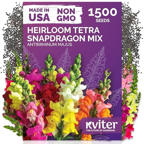KVITER 1,500 Tetra Mix Snapdragon seeds (Antirrhinum Majus) – Heirloom & Organic Tall Snap Dragon Mix, Annual Flower Garden seeds, Cut Flower Seeds for Planting – Ideal for Outdoor Garden & Containers