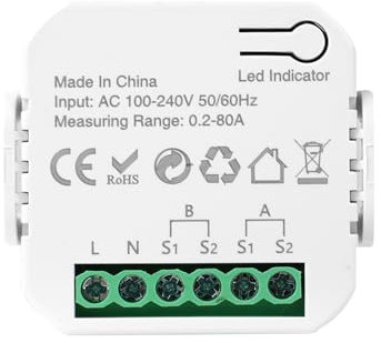 Jadeshay Compteur Electrique Connecté 80A Compteur Electrique Moniteur D'énergie Domestique Wi-FI Bidirectionnel avec 2 Pince Compatible avec Tuya Smart Life