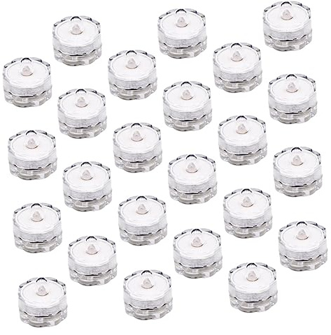 HIAKDOFT Luces De Vela Led Sumergibles Impermeables, Luz Subacuática Para Decoración De Piscinas y Estanques, 24 Unidades, Color Amarillo Cálido, Sin, Inalámbricas