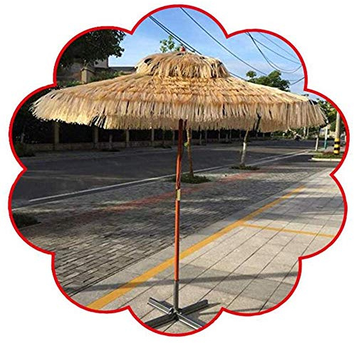 LSLYTQ Wooden Beach Patio Square 1.8x1.8m | Imitation Straw ch Umbrella Garden/Balcony/Terrace/Courtyard | Height 2.4m | - without base, Natural colour good