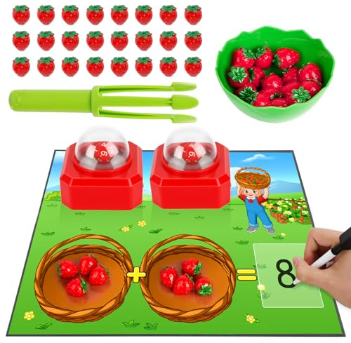 Broytain Math Board Games for Kids with Dice Poppers, Math Manipulatives Kindergarten Preschool Math Games Counters Toys, Addition and Subtraction Dice Games Homeschool Supplies Classroom Must Haves