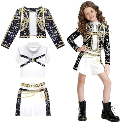 KOMEIYL Hunters Cosplay Costume Costume de Cosplay D'anime pour Enfant avec Gilet, Veste, Short, pour Filles pour Halloween, Carnaval, Jeu de Rôle, Fête (140cm)
