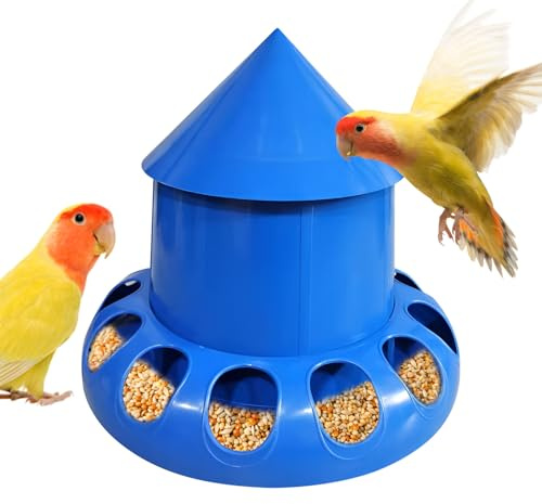 para pájaros al Aire Libre – de Semillas Resistente con Cubierta, estación de alimentación multiespecies para Palomas, Pollos, Patos y pájaros pequeños, práctico dispensador de Aves