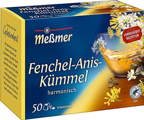 Meßmer Fenchel-Anis-Kümmel | 50 Teebeutel | Vegan | Glutenfrei | Laktosefrei
