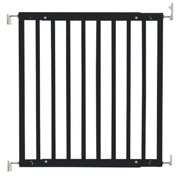Safetots Top of The Stairs Screw Fitted Stair Gate, Black Wooden, 63.5cm - 105.5cm, Wood Baby Gate, Screw Fit Safety Barrier, Stylish and Practical Safety Gate