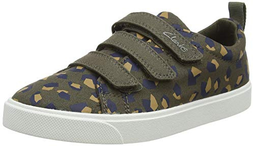 Clarks Unisex Kids City Vibe K Low-Top Sneakers, Green Olive Camo Olive Camo, 11 UK Child