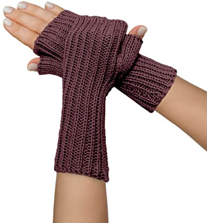 TINKUY PERU Alpaca Wool Fingerless Gloves – Handmade in Peru, Unisex Mittens – One Size, Soft & Hypoallergenic for Winter, Work & Outdoor (Burgundy)
