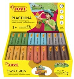 Jovi - PLASTILINA, Pasta da modellare a base vegetale, 18 x 50 grammi, Colori nature, Grande plasticità, Senza glutine, Ideale per bambini a partire dai 3 anni