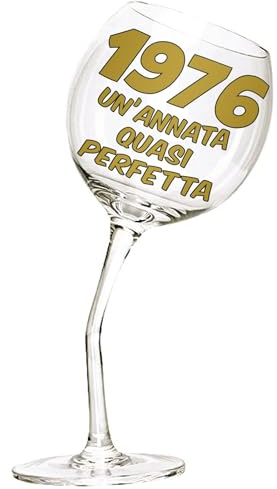 Bombo Bicchiere in Vetro Calice storto per compleanno 50 anni - 440 ml