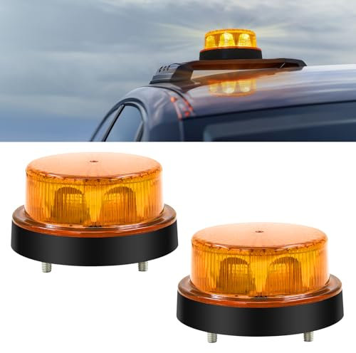 Biqing 2PCS Gyrophare LED 12V-24V, Rond Stroboscopique Signalement d'avertissement Lumières 2 Modes de Flash Strobe Beacon Light Pour Voiture Véhicule Camion Remorque Van (Jaune, 2)