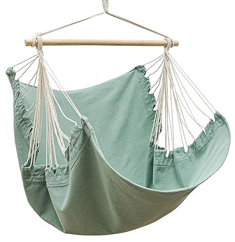 AMANKA XL Hängesessel Blau 155x125 cm belastbar bis 150kg - Hängeschaukel Relaxsessel für Wohnzimmer zum Aufhängen – Hängesitz Indoor & Outdoor Hängestuhl ohne Gestell aus Baumwolle