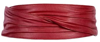 RPAEOY Cinturones de Mujer Velcro Ruched Ancho Cuero PU Genuino Cintura Ajustable Vintage Elástico para Camisa Vestidos Abrigos Fiesta (Rojo)