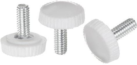 QUARKZMAN 20 Piezas de Perillas Moleteadas de Rosca Macho M4 X 10 mm, Perillas de Sujeción de Tornillo de Pulgar, Agarre de Perillas de Plástico con Espárrago Roscado, Blanco
