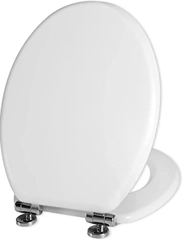 Heavy Duty Toilet Seat Antibacterial with Adjustable Hinges and Grip Tight Bumpers, Dual Fixing Fittings, White by VapourOn