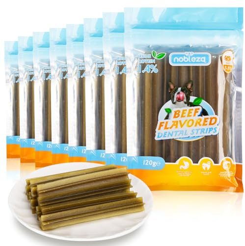 Nobleza Dental Sticks Hund, Kaustangen Hund mit Rindgeschmack，Daily Oral Care Zahnpflegesnack, Hundesnack zur Reduzierung von Zahnstein & Zahnbelag, Langes Kauen Effektiv, Mittelgroß, 8 x 120 g