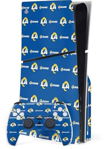 Skinit Decal Gaming Skin Compatible with PS5 Slim Disk Bundle - Officially Licensed NFL Los Angeles Rams Blitz Series Design