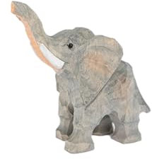 TALKLEK Estatua de elefante pequeño de madera tallada a mano, escultura rústica para decoración del hogar, hecha a mano, decoración hecha a mano, regalos de elefante de pie de madera