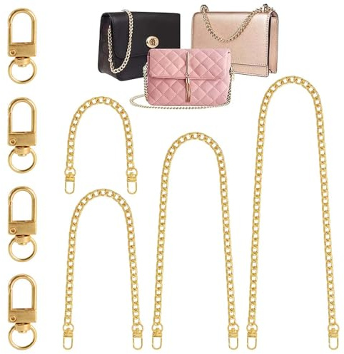 FZYCOM 4 delar guld handväska kedja med 4 delar låslås, väskkedja, guldkedja för väska, väsktillverkning tillbehör för gör-det-själv-handväskor crossbody-väska hantverk tillverkning