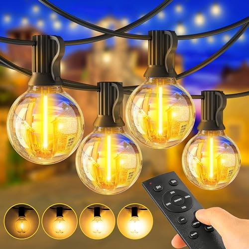 JEYMORKEY Lichterkette Led Außen Strom Outdoor - 15M 18+1 G40 Glühbirnen Garten Beleuchtung Balkon Lichterketten Aussen IP44 Wetterfest Pavillon String Lights mit Fernbedienung Aussenlichterkette