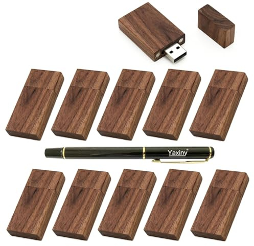 Yaxiny Träflashenheter 8 GB USB 3.0 USB-tumenheter i valnötsträ 11-pack trä USB-enhet minnessticka pennenhet bulk (11-pack valnötsträ)