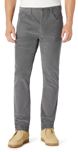 Amazon Essentials Pantalones de Pana de Corte Ajustado con 5 Bolsillos Hombre, Gris Oscuro, 34W / 30L