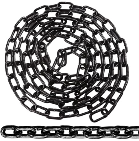 Catena in acciaio al carbonio nera da 10 m, catena a maglie da 3 mm, resistente alla ruggine, in acciaio resistente, antifurto, per catene di cani, recinzioni, altalene, poltrona sospesa
