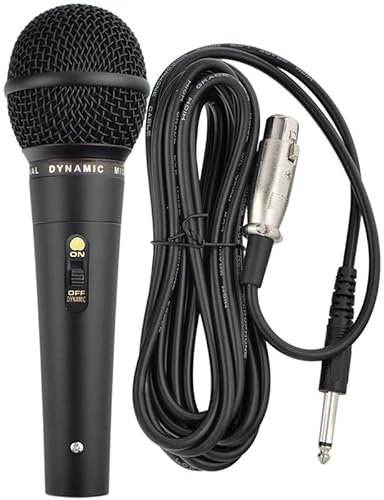 WMQ Dynamic Karaoke Microphone for Singing with 16.4ft/5M XLR Cable, Metal Handheld Mic Compatible with Karaoke Machine/Speaker/Amp/Mixer for Karaoke Singing, Speech, Wedding and Outdoor Activity