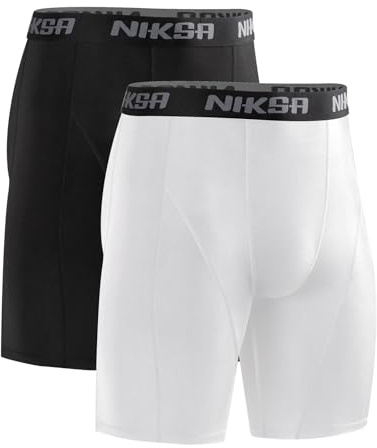 Niksa Kompressionsshorts för män, 1-pack eller 2-pack, funktionella underkläder för män, sport, kalsonger, baslager, löparbyxor, ventilerande och snabbtorkande löparbyxor, snäva korta