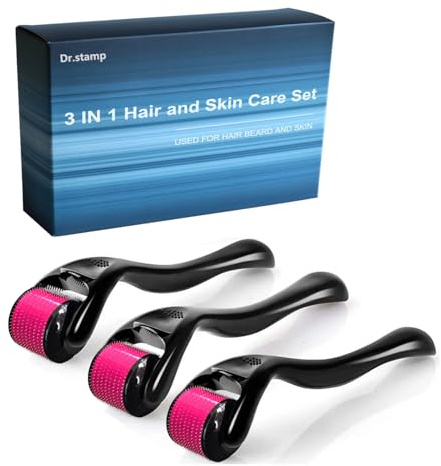 Derma Roller Set - 3 Pack Microneedling Roller for Home Use, Microneedle Roller Skin Tool, Personal Skin and Hair Care Tools