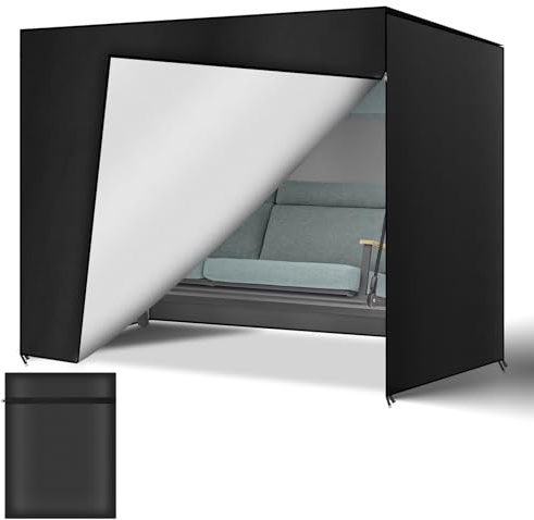 Funda Protectora Exterior para Silla Colgante de Jardín 3 Plazas, 220X135X170CM, 210D Tejido Oxford, Fijo con Cinturón, Impermeable