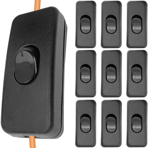 HAAMNING7 Rocker Switch Push Button ON/Off Power Switch DC 12V AC 250V 2A Inline Switch for LED Light Lamp, Accepts1-2 Core Round or Flat Wire, 10 PCS Torpedo Switch