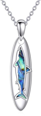 Shark Halsband surfbräda Hänge Ocean Jewelry Beach för Kvinnor Män Semester Födelsedag Jul