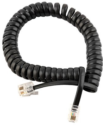 sourcing map Telefonkabel, RJ9 4P4C Telefonhörer Spiralkabel Telefonkabel Buchse Schnüre für Home Office, 3.5m Schwarz