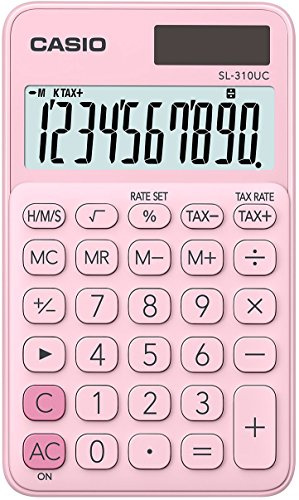 CASIO Calculator SL-310UC, 10 Digits, Trendy Colours, Tax Calculation, Thousands Subdivision, Solar/Battery Operated